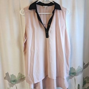 Pink oversized collared tank
